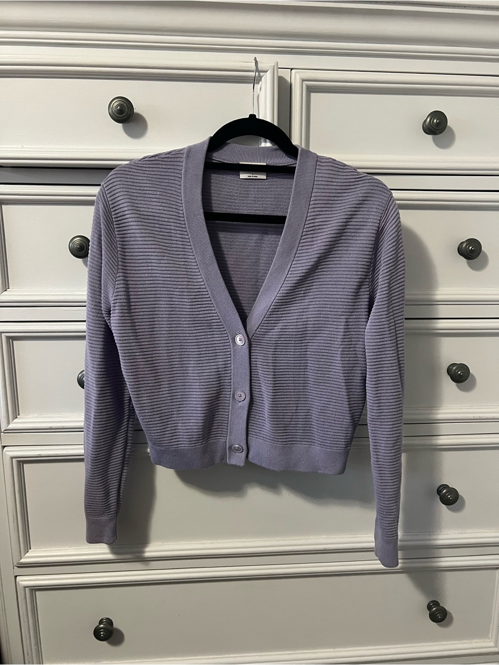 Wilfred Lavender Ribbed V-Neck Button Cardigan